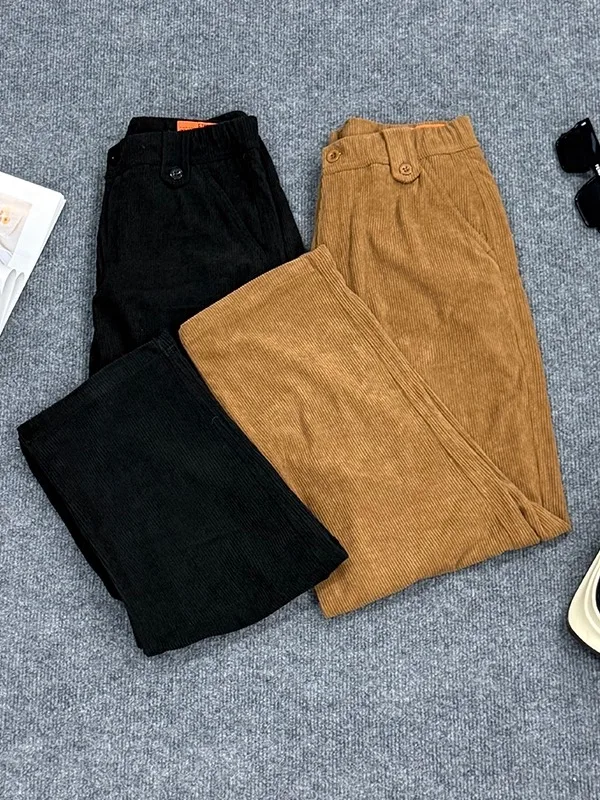 

Retro Corduroy Men's Pants Autumn Winter Loose Casual Straight Leg Pants Drapey Lightweight Faion Brand Long Trousers