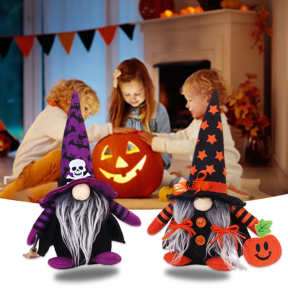 

Halloween Cartoon Toys Ornaments New Party Decoration Witch Hats Dolls Halloween Home Decorations