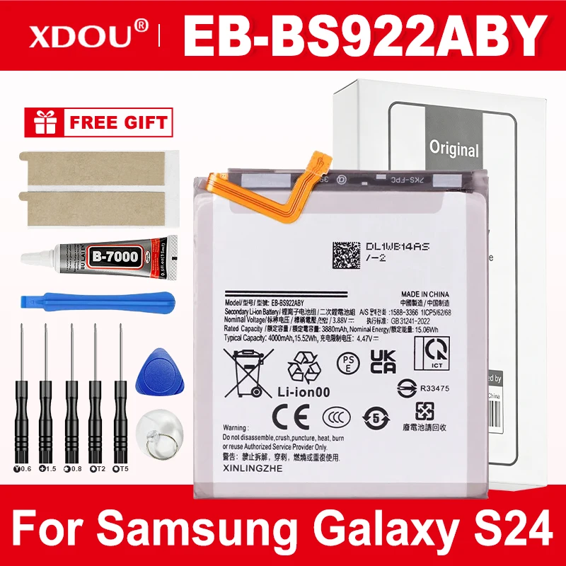 

Совершенно новая батарея EB-BS922ABE EB-BS922ABY 4000 мАч для мобильных телефонов Samsung Galaxy S24 + инструменты