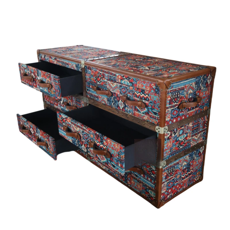 European retro drawer cabinet American cowhide