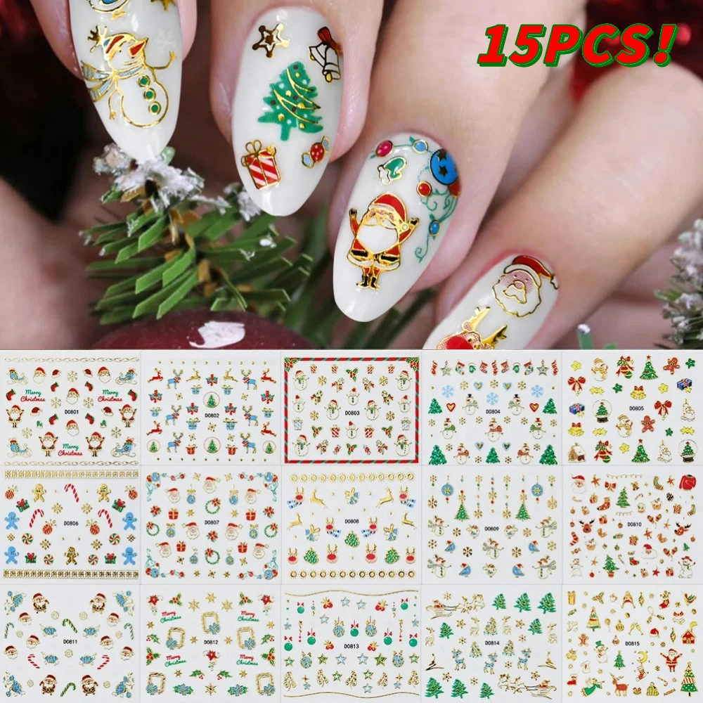 Nail Art Xmas 2025 - مجموعة ملصقات أظافر جو الكريسماس ،
