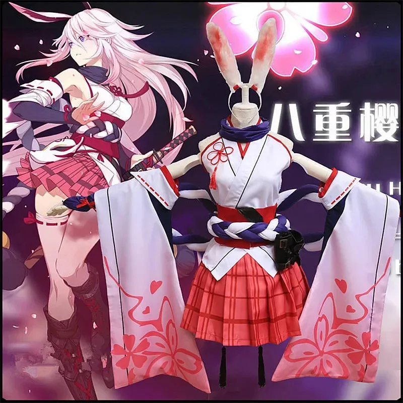 Anime Honkai Impact 3 Yae Sakura uniform Cosplay Kostuum pour femmes Honkai Impact 3 Cosplay Kostuum Halloween feestjurk