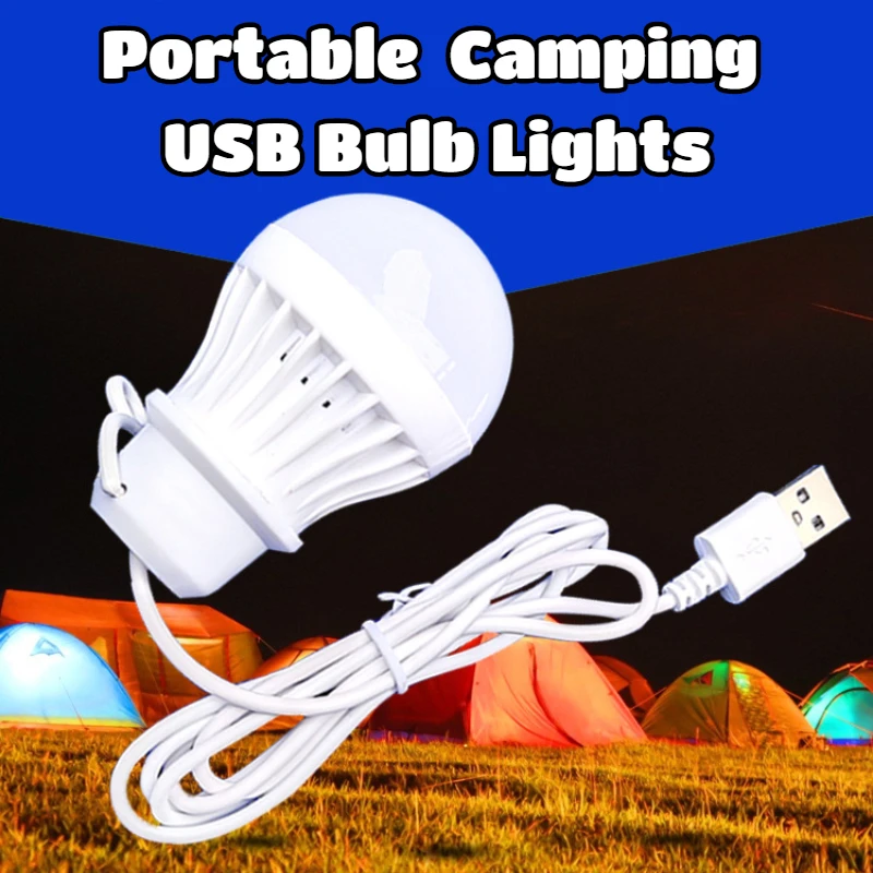 

LED Lantern Portable Camping Lamp Mini Bulb Light 3W/5W USB Power Outdoor Hanging Tent Fishing Night Light Birght Table Lamp