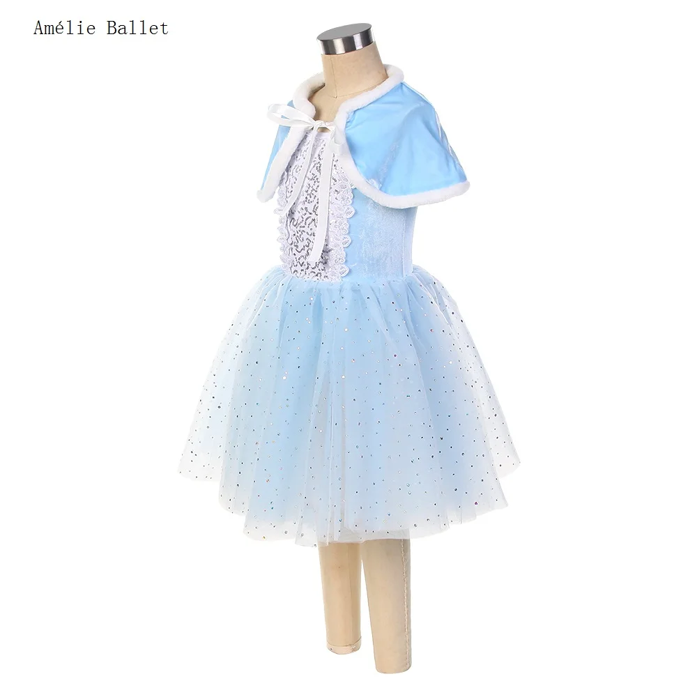 23156 Sky Blue Cape and Leotard Dress Sparkling Romantic Tutus for Girls & Women Dancewear 2 in 1 Costume Set Ballet Tutu Skirt