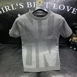 Autumn and Winter Short-sleeved Men Sweaters T-shirts Slim Fashion Youth Bottoming Shirts Personalized Trendy Tops