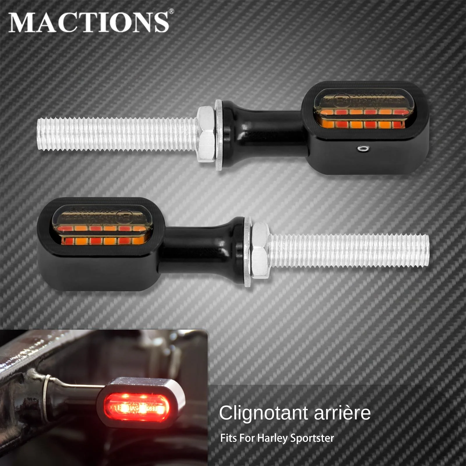 Mini clignotant de frein arrière pour motos, indicateur lumineux de course pour Harley sposter XL883 Touring Glide Dyna Softail