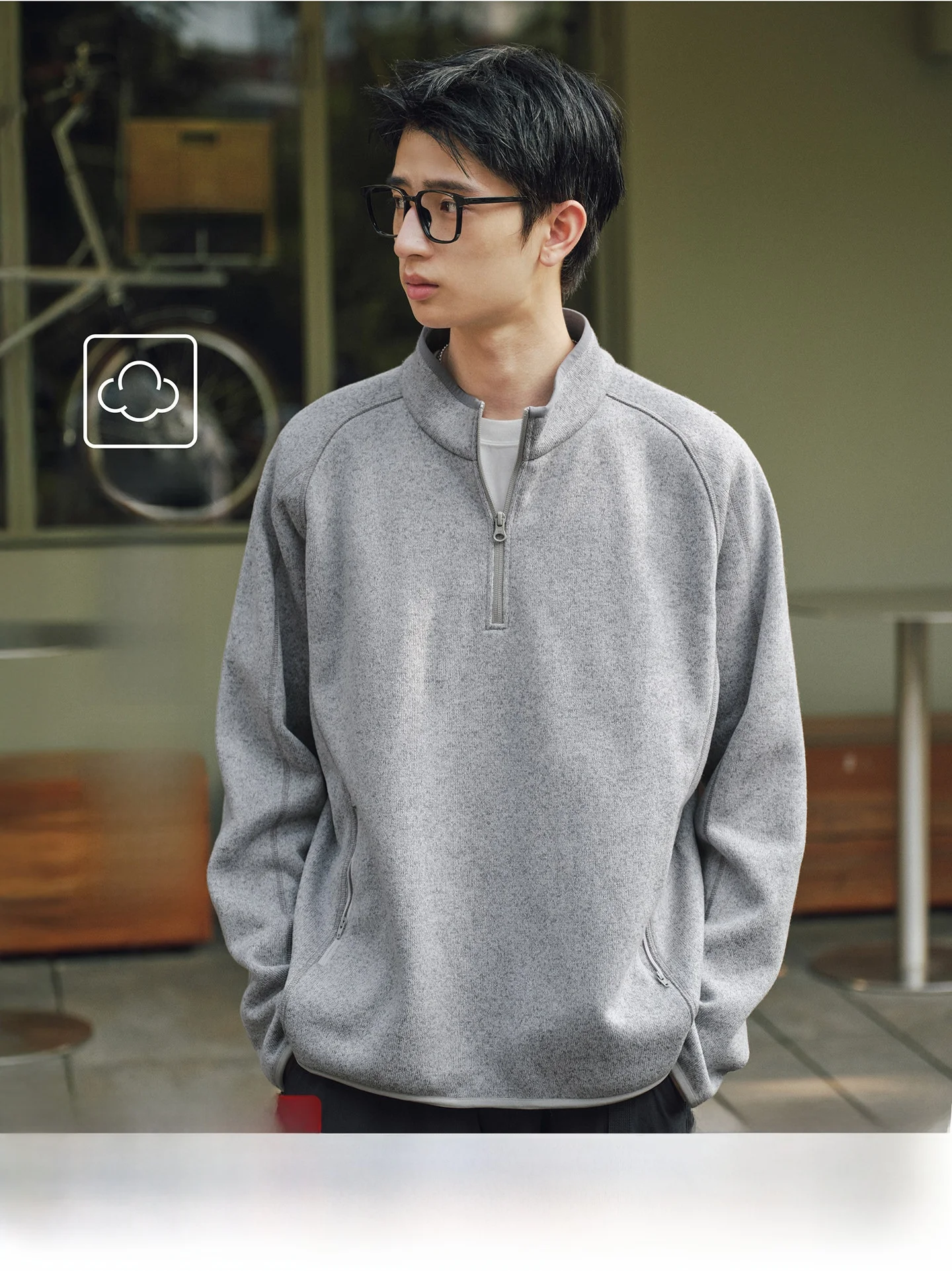 

Warm Fleece Sweatshirt Half Zipper Stand Collar Base Layer Lightweight Autumn Winter Polyester Fabric Breathable Quick Dry