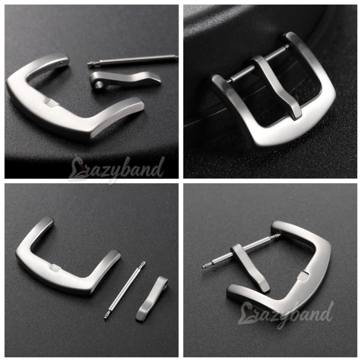 Metal Watch Buckle 14mm 16mm 18mm 20mm 22mm 24mm 26mm 28mm Universal Solid Stainless Steel Clasp Silver Black Brushed Pin Button