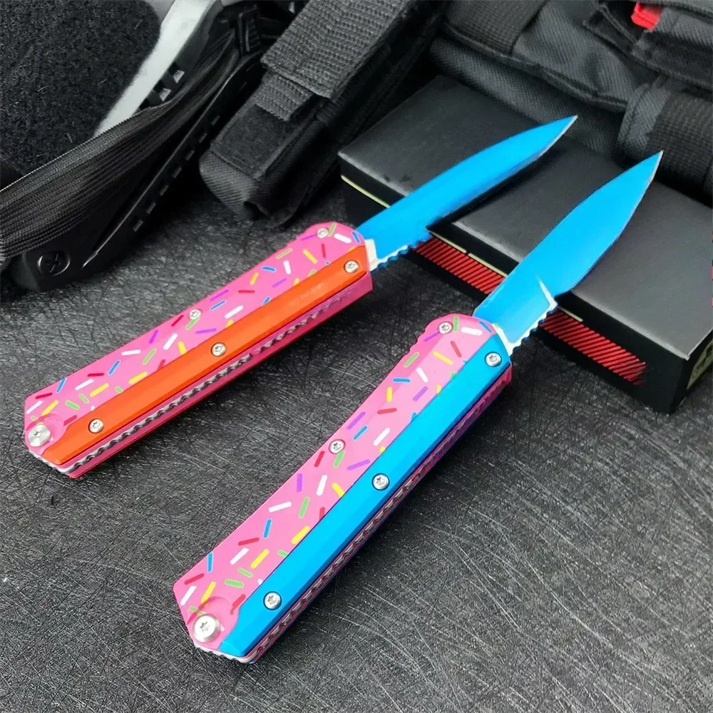 

Outdoor Camping D2 Steel Pocket Knife Ergonomic Aluminum Handle Corrosion Resistant EDC Tool for Wilderness Operations/Survival