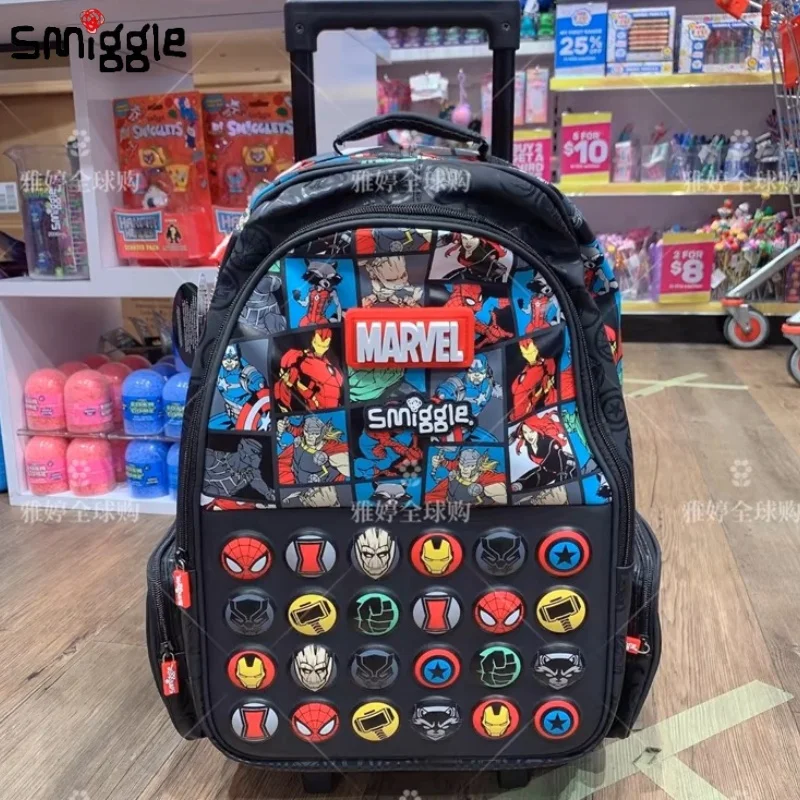 Smiggle Disney Mickey Mouse Children\'S Trolley Backpack Marvel Spider-Man Wheel Backpack Trolleys Bag Birthday Schoolbag Gift