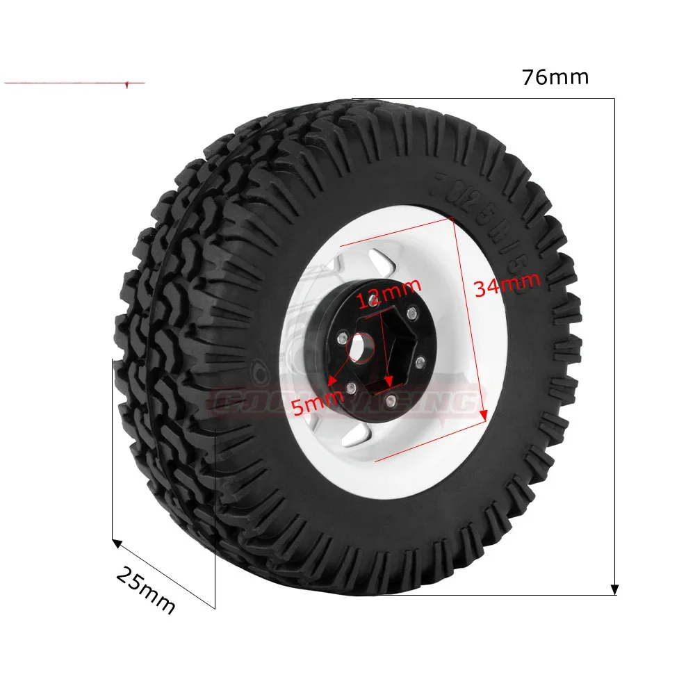 리모컨 자동차 타이어 휠, 1.55 인치 금속 휠 클라이밍 자동차 시뮬레이션, D90 TF2 Tamiya Tamiya CC01 LC70 MST Jimni용, 1PC