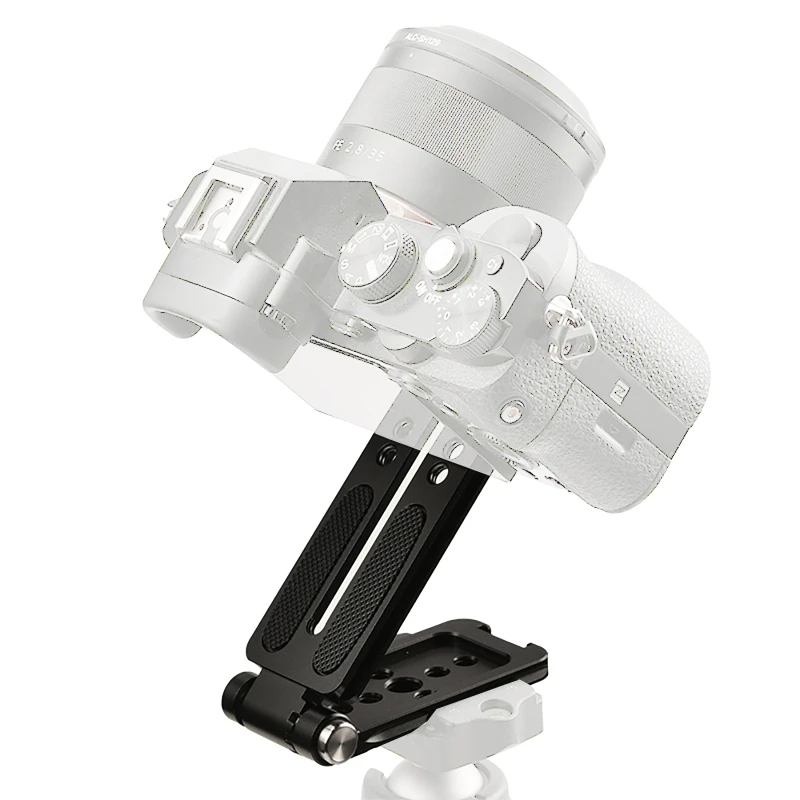 Universal Folding DSLR Camera L Bracket, placa de alumínio ajustável, adequado para várias câmeras, Drop Shipping