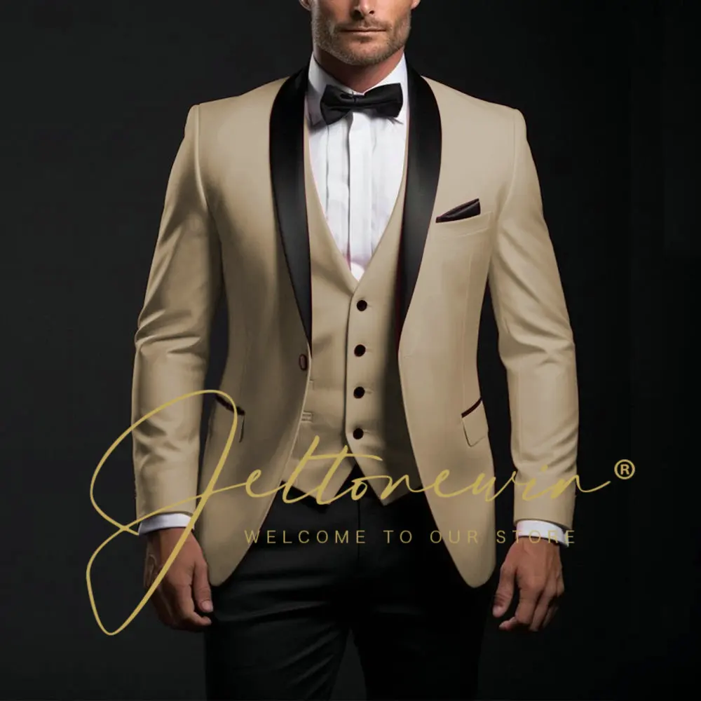 Light Green 3 Piece Suit For Men (Blazer+Vest+Pant) Slim-fit Business Groomsman Suit Groom's Wedding Dress Men's Suit