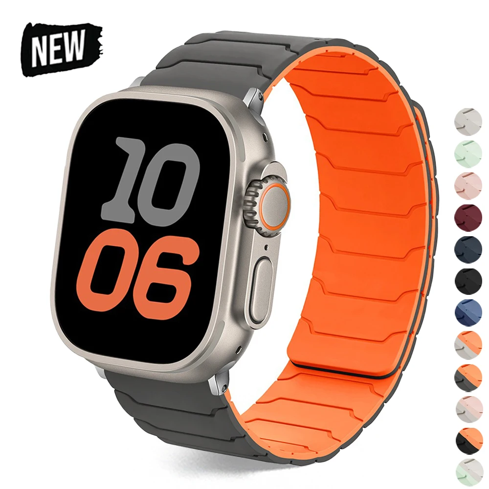 

Ремешок силиконовый для Apple Watch Ultra2 49 мм 10 46 мм 42 мм, браслет унисекс для iWatch 9 8 7 6 4 5 se 45 мм 44 40 41 38