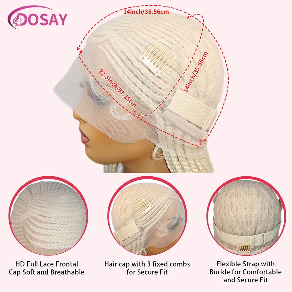 العسل شقراء كامل الدانتيل كورنو شعر مستعار مضفر للنساء السود الاصطناعية Knotless صندوق الضفائر شعر مستعار آلهة الجانب جزء شعر مستعار مضفر