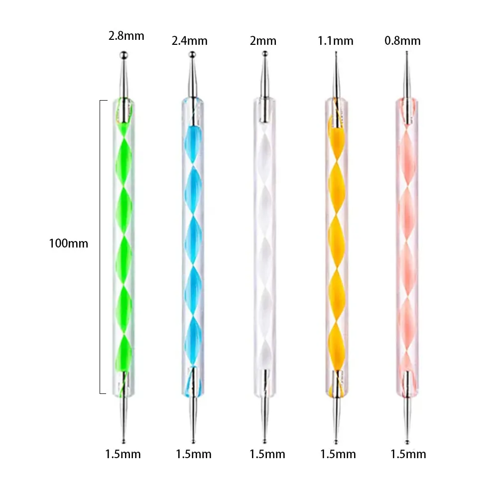 5pcs Nail Art Brushes Dotting Pen Acrylic Flower Dot Drawing Painting Manicure Tools Dual-ended Nail Decoration Accessories