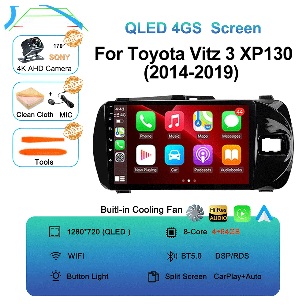 LJZN Android 16 Auto Carplay For Toyota Vitz 3 XP130 2014 - 2019 Car Multimedia Video Player Autoradio GPS Stereo 2Din DVD 5G image 3