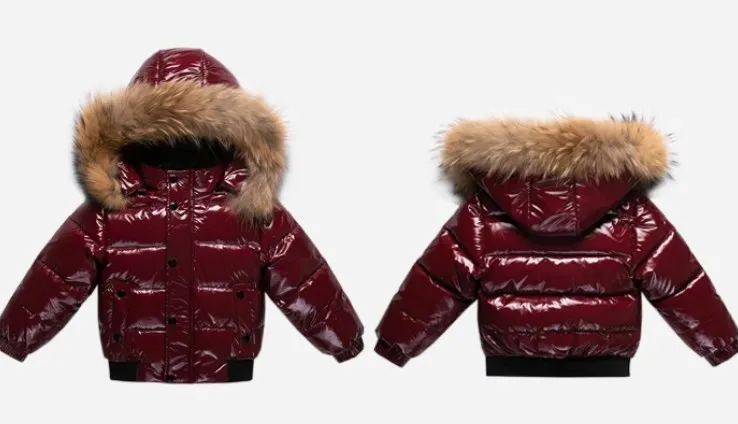 2-10Y Kinder Echte Daunenjacke Kinder Großer Pelzkragen Verdickte Jungen Mädchen Warme Jacke Wasserdicht Teenager Wintermantel – Detail 4