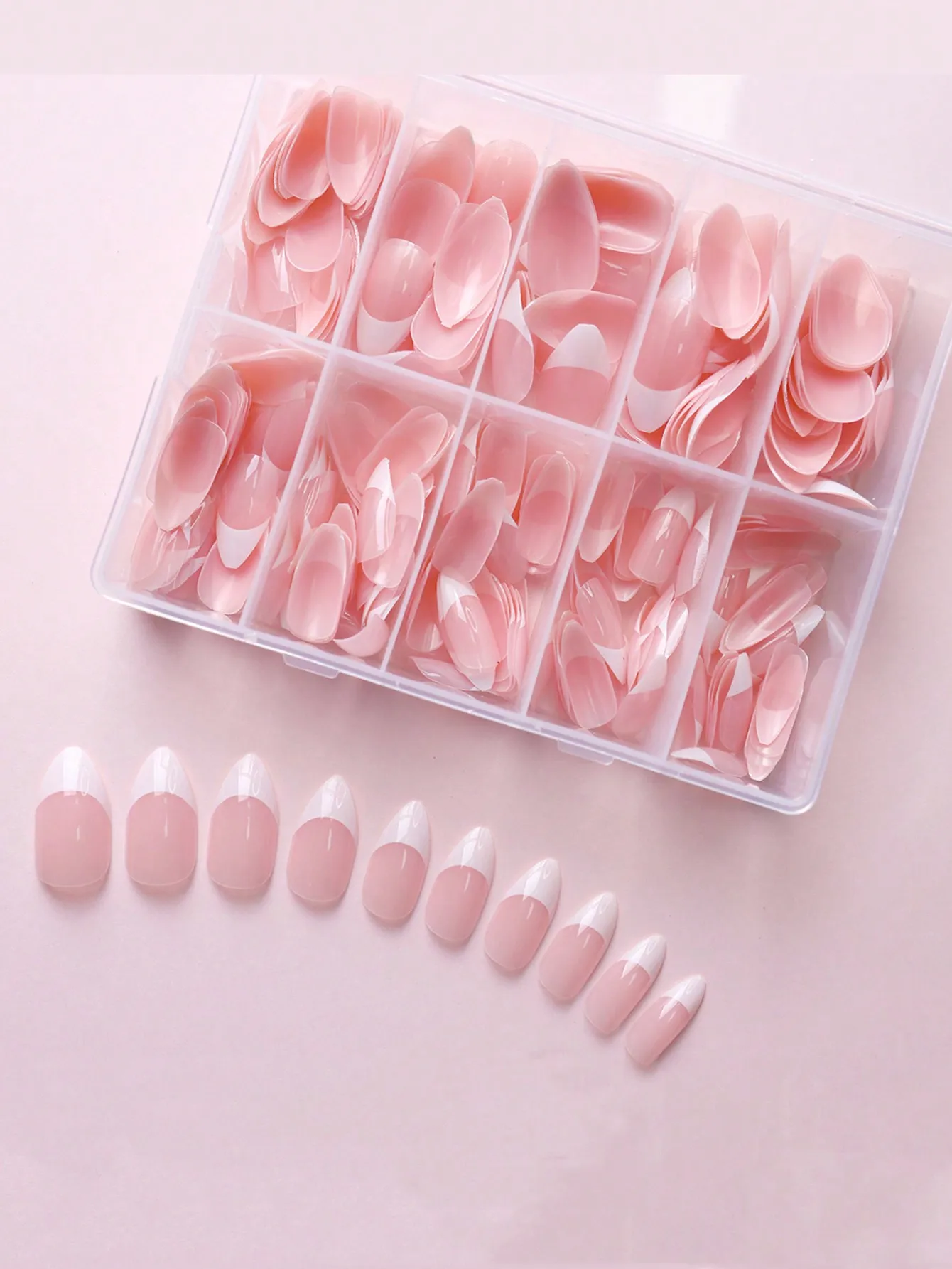 360Pcs/box Short French Nude Pink Almond False Nail Press On Nails Tips With White Borders And Easy To Wearable Full Nail Tips*&