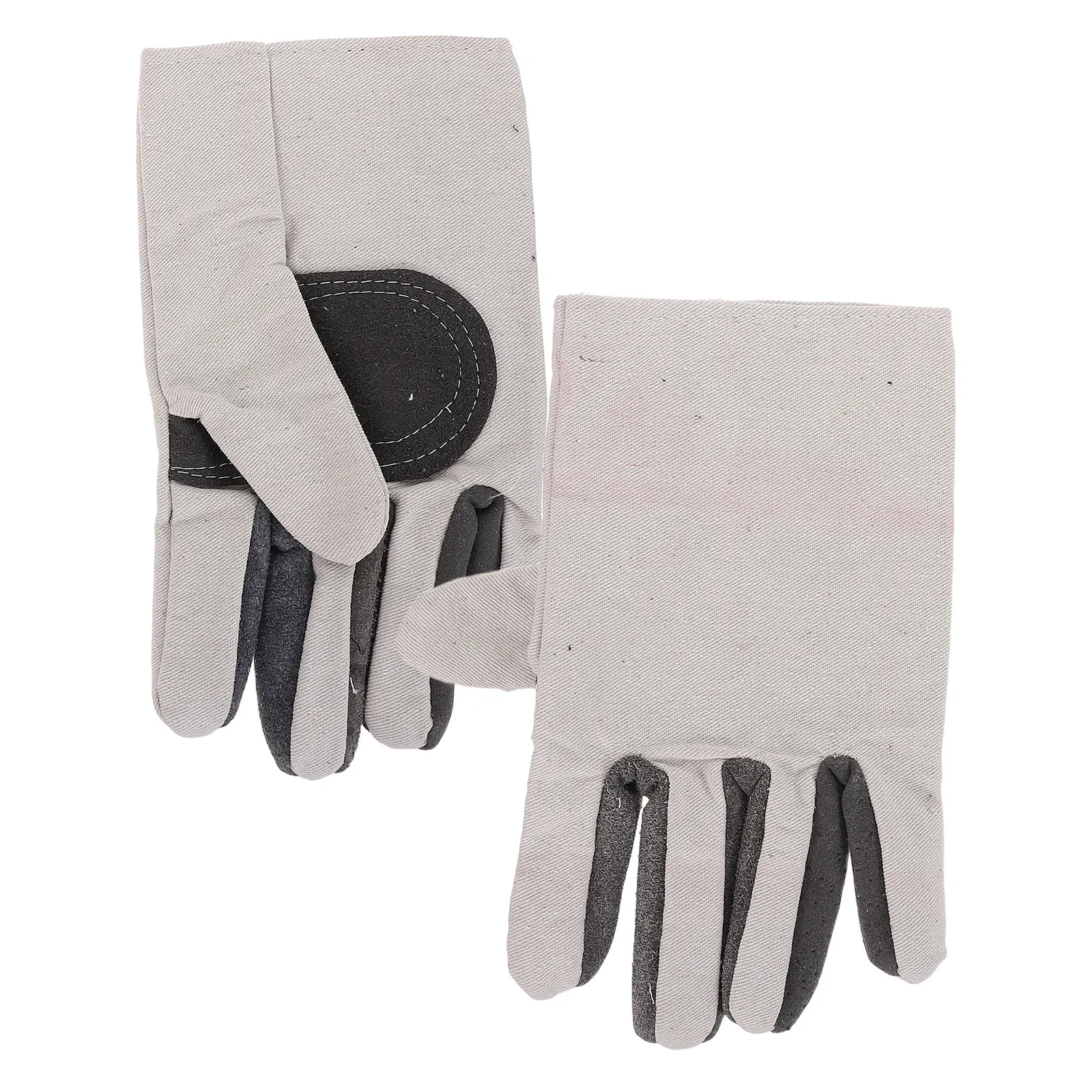 1Pair Heavy Duty Welding Gloves Men Canvas Double Lined Reinforced Palm Abrasion Resistant for Workshop Assembly