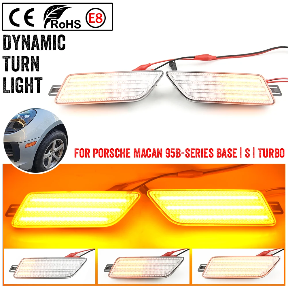 Car Dynamic Front Fender Indicator Turn Signal Lamp For Porsche Macan 95B-Series 2014-2021 LED Repeat Blinker Side Marker Lights