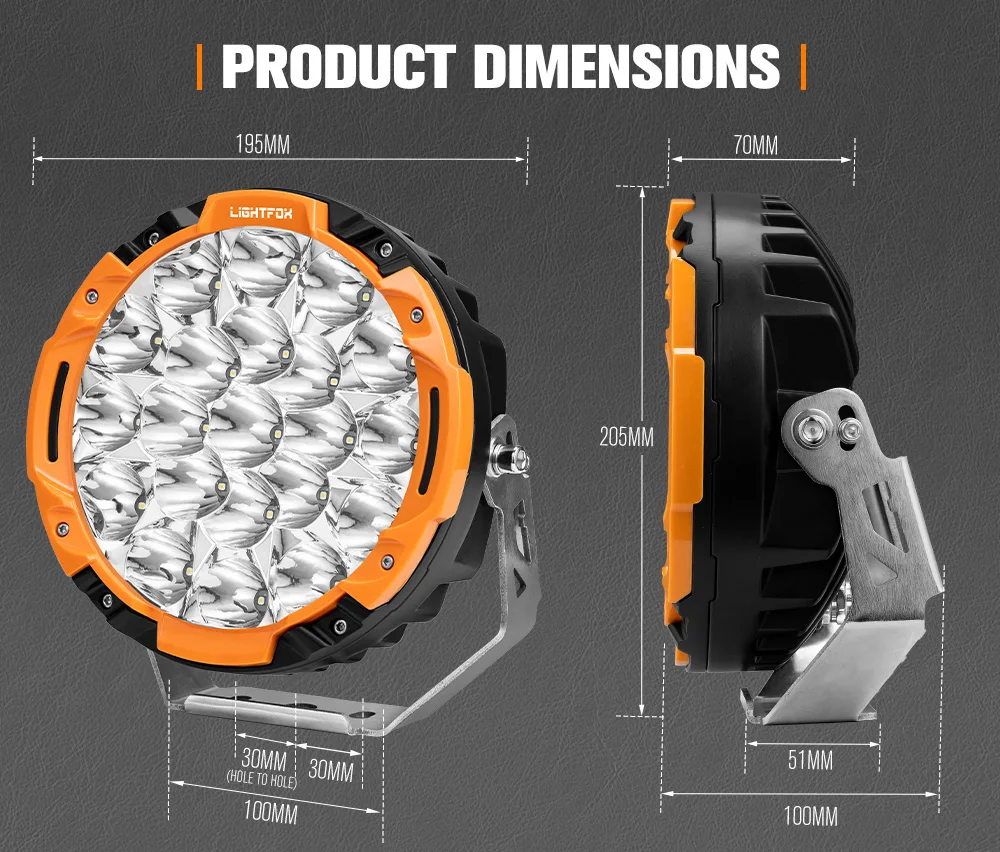 LIGHTFOX Off Road 7 Inch LED Driving Light Built-in DRL High Power Super Bright Powerful Led Spot Light 4x4