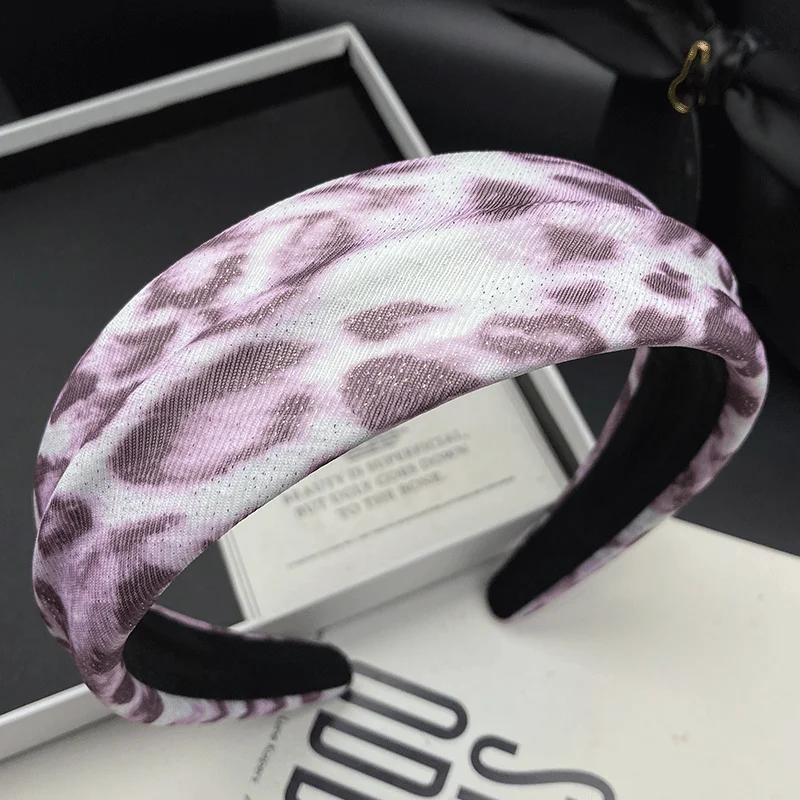 Purple leopard print fabric hair clip, women's high-end feeling, headband headband, compression hair accessory