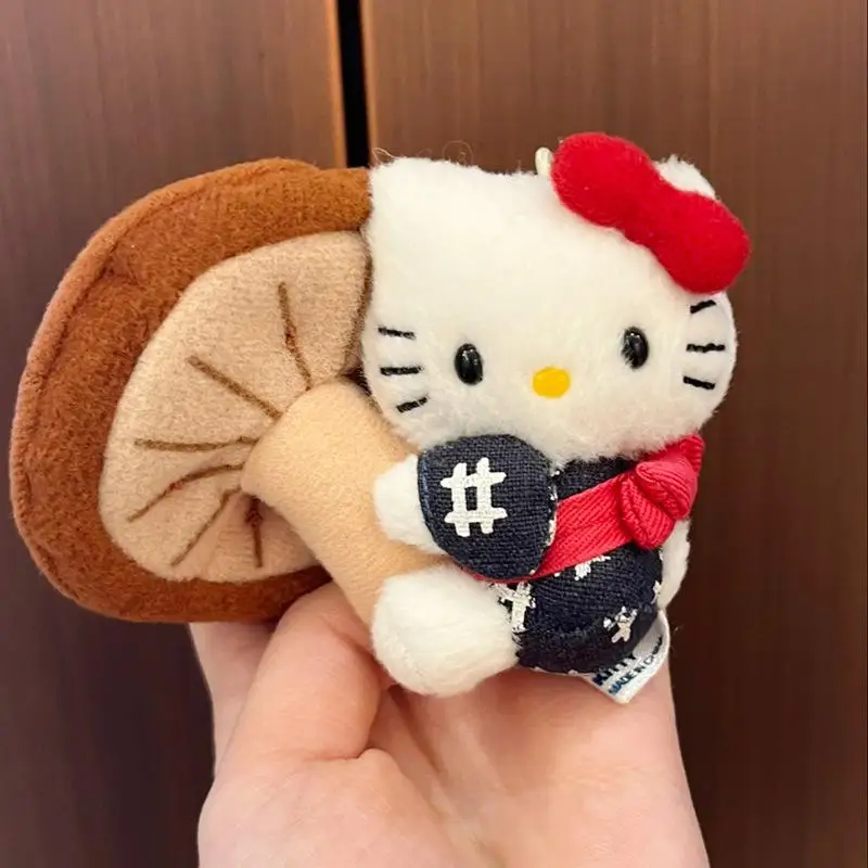 Hello Kitty Sanrio Plush Kawaii Cartoon Cute Umbrella Mushroom Keychain Bag Charm Anime Plush Toys for Girls Birthday Gift