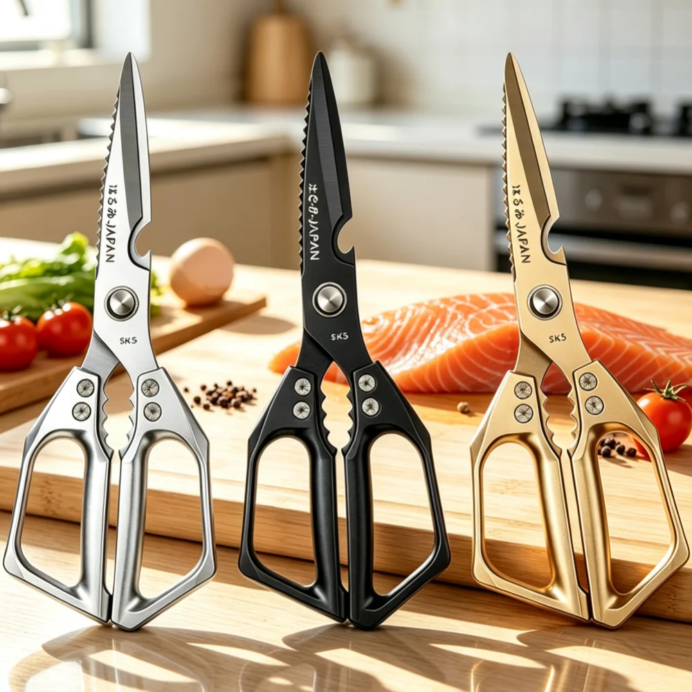 Chicken Bone Scissors High Quality Multifunctional Kitchen Scissors Fish Scale Scraper Bottle Opener Walnut Clip Kitchen Knife