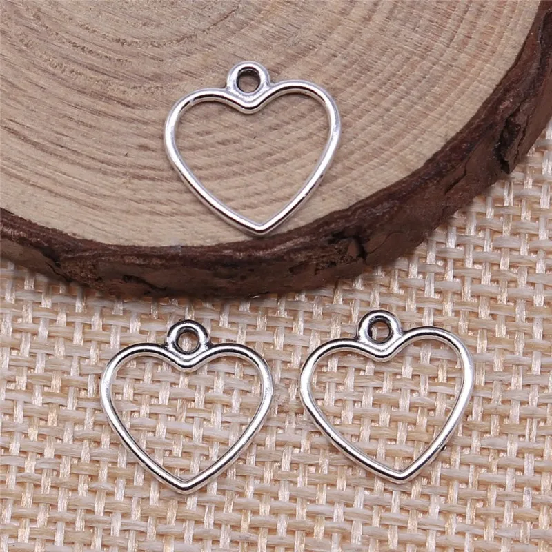600 Stück antiksilberfarbene Herzanhänger 14 x 13 mm für Armbänder, Ohrringe, Schmuckherstellung – Detail 1