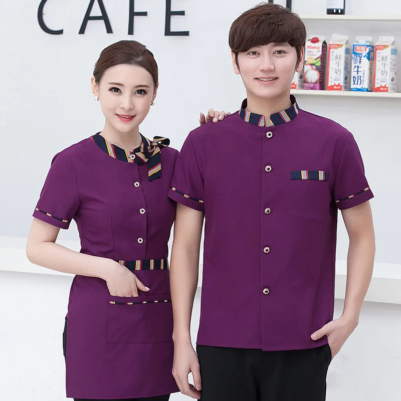 

Wholesale Supply Hotel Work Short-Sleeved Summer Clothes Men's and Women's Hot Pot Catering Restaurant Waiter