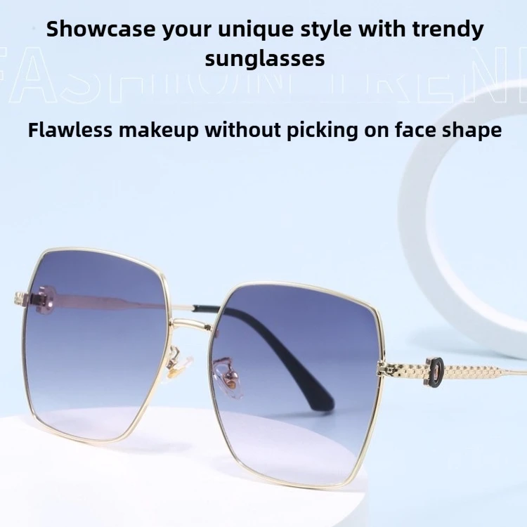 

​​Women's Metal Large Frame Square Sunglasses Fashion Trendy Gradient Color Personality Sun Glasses​​