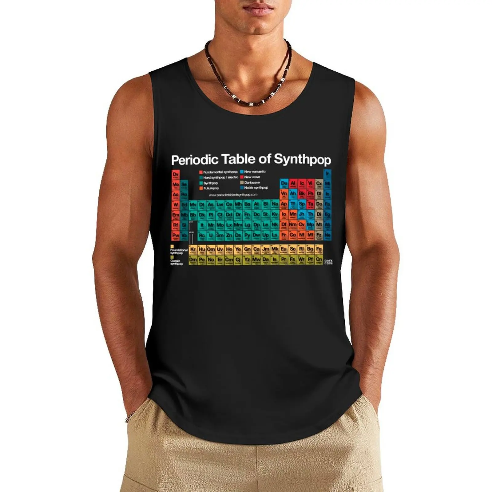 

Periodic Table of Synthpop (dark background) Tank Top gym t-shirts man Men's gym t-shirt