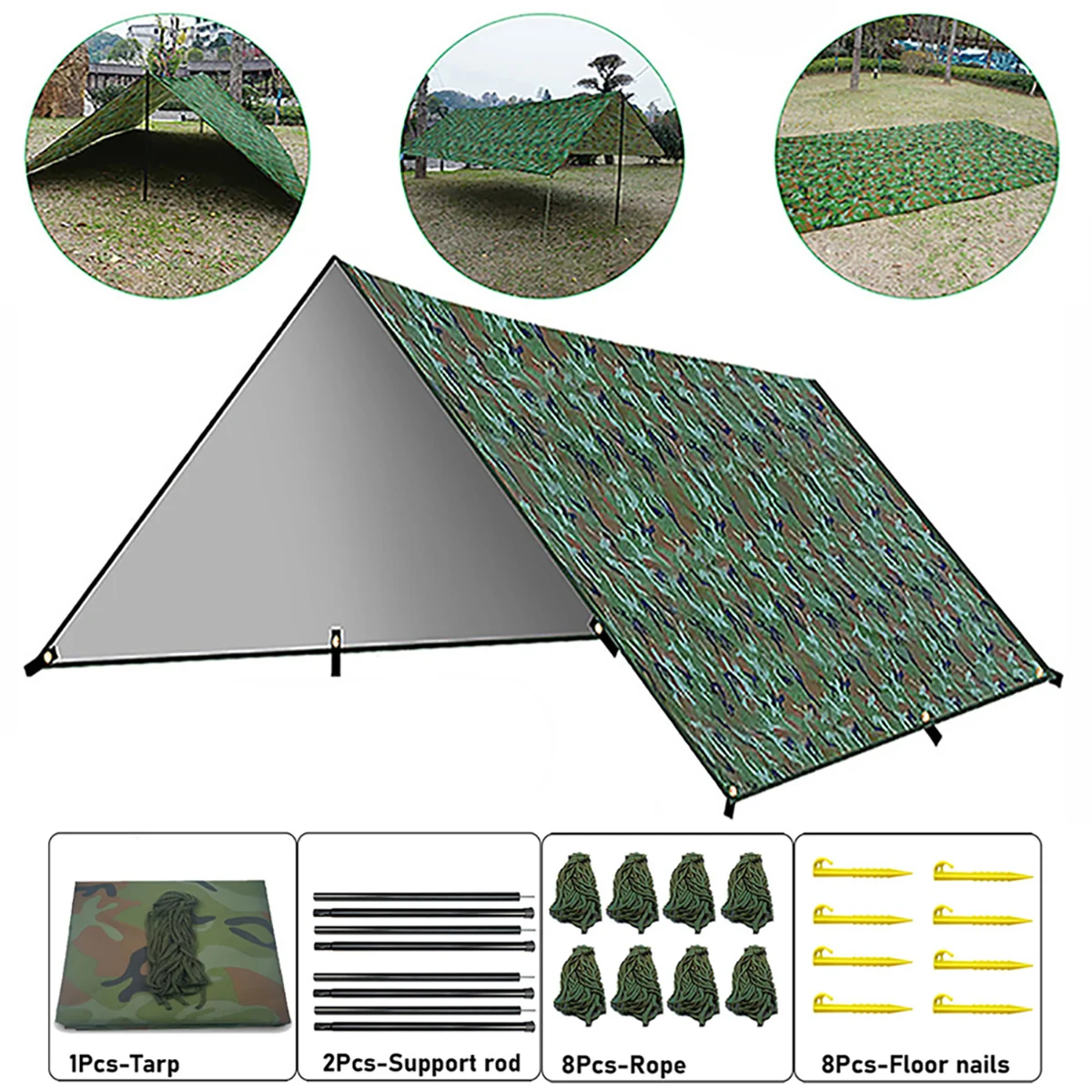 JYMCW Camping Tarp Waterproof Portable Tarp Multifunctional Outdoor Camping Traveling Awning Backpacking Tarp Shelter Rain Tarp