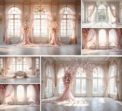 Mehofond Indoor Photography Background Pink Curtain Decor Engagement Backdrop Princess Birthday Portrait Wedding Photo Studio