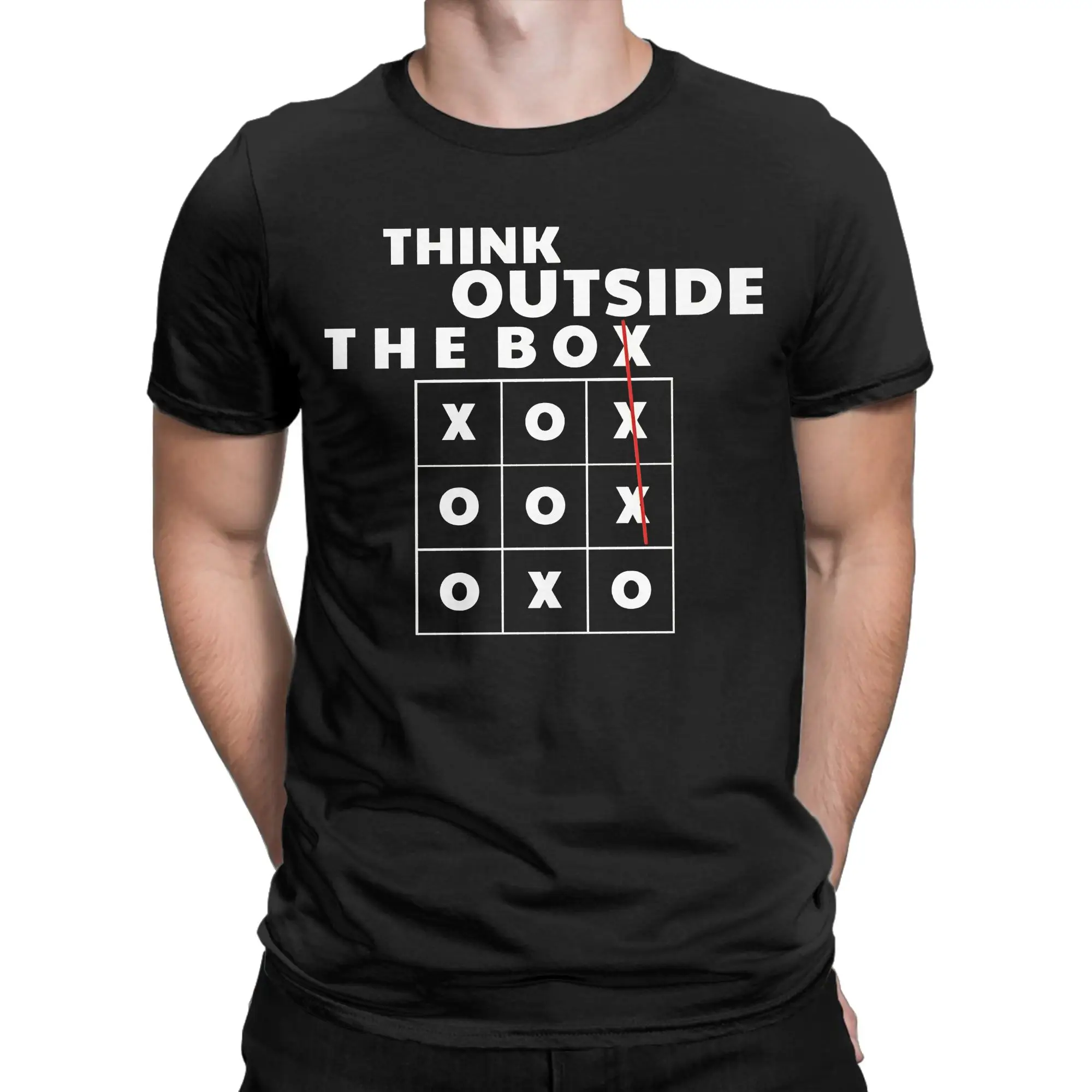 Men T-Shirt Think Outside The Box Cool Quote Art Design Innovation   Funny 100% Cotton Tees Short Sleeve  T Shirt Round Neck Top