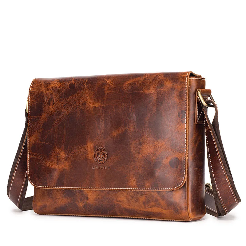 

Genuine Leather Casual Shoulder Bag for Men Ipad Vintage Messenger Bag Men's Sling Bags Male Handbag Cowhide Crossbody Bag