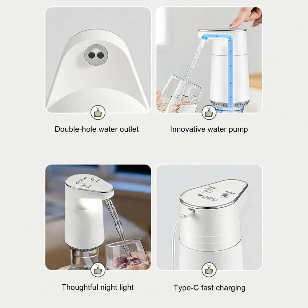 Rechargeable Water Dispenser Portable Water Dispenser Pump Electric Water Dispenser Pump with Dual Nozzle Usb-c for Home