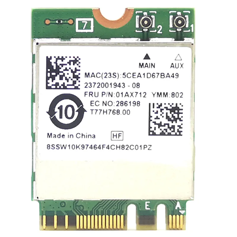 NGFF Wireless Card RTL8822BE 802.11Ac 433Mbps Wifi Bluetooth 4.0 01AX712 For Thinkpad L470 L570 T470 T570 X270