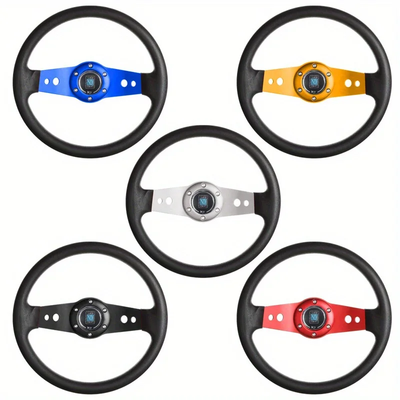 عجلة قيادة عالمية لسباقات السيارات من الجلد العميق ، 13 بوصة #6