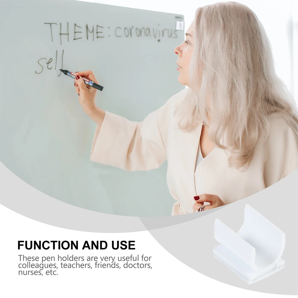 

200 шт. магнитные держатели с пряжками для ручек для настольных настенных карандашей, буфер обмена, белый