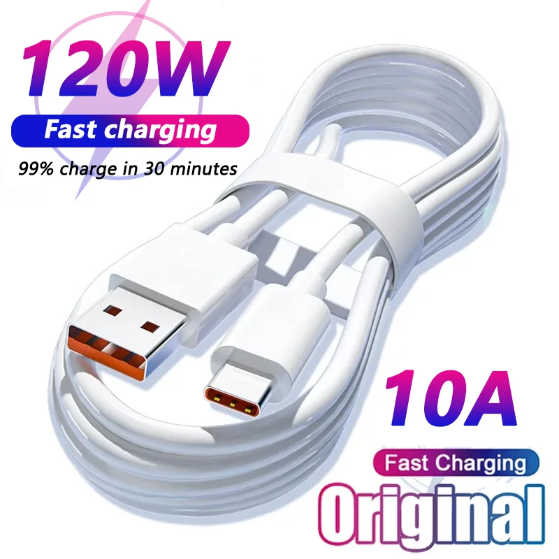 USB Type C Cable 120W 10A Fast Charging Wire Mobile Phone USB For Huawei P30 Xiaomi Realme Samsung Poco x6 USB C Data Cable Cord