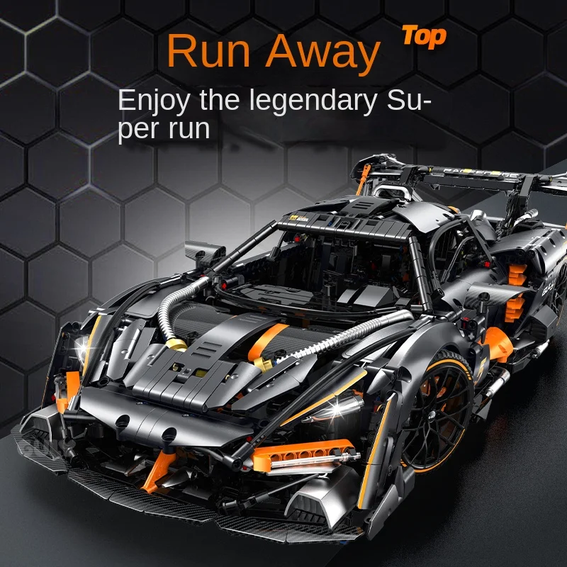 MOC Technical 1:8 RC LED Sports Car Senna Building Blocks Cool Racing Car Bricks Assembling Model Toys for Boys Christmas Gift