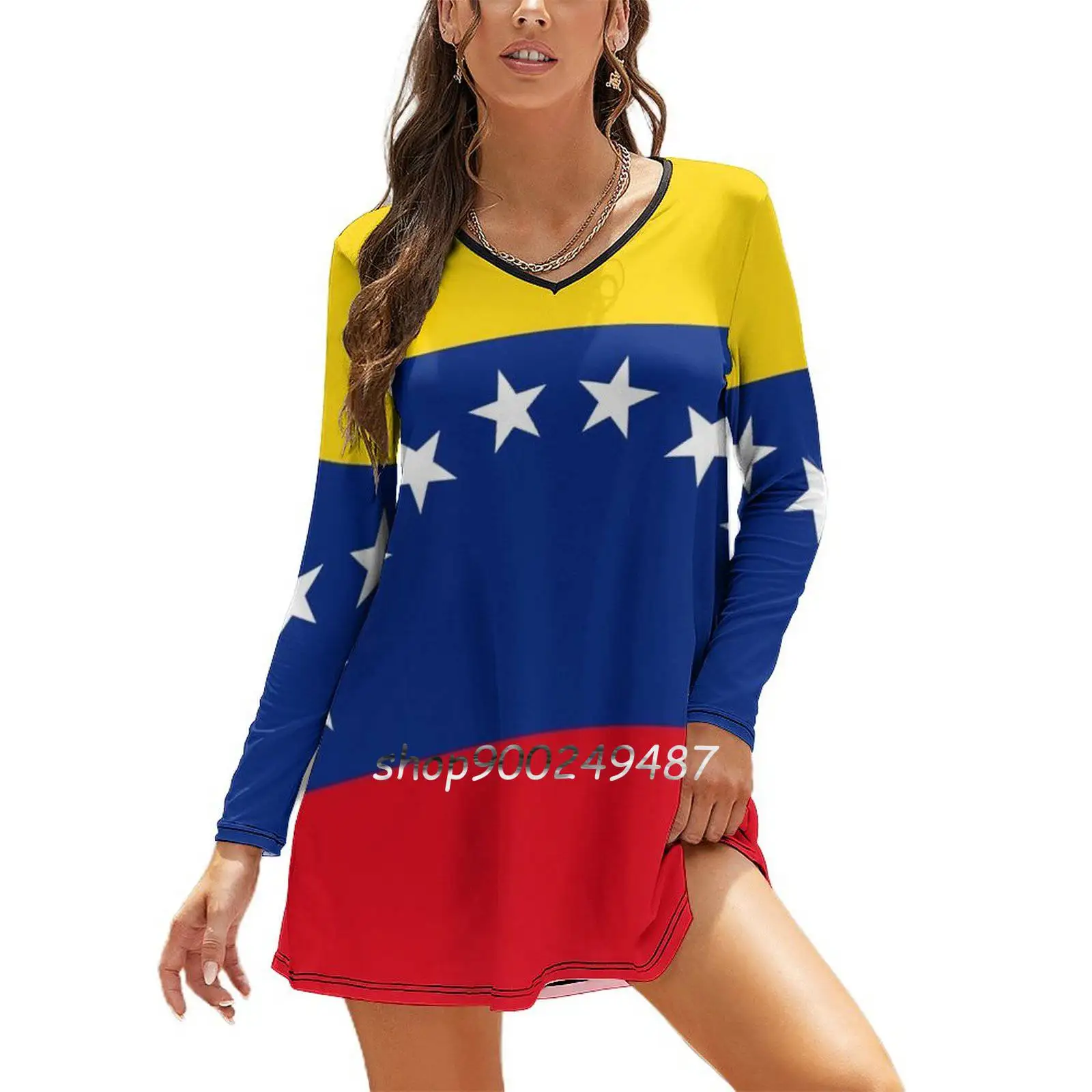 Flag Of Venezuela Evening Party Dresses Midi Sexy Dress Female Sweet One Piece Dress Korean Flag Of Venezuela Venezuela