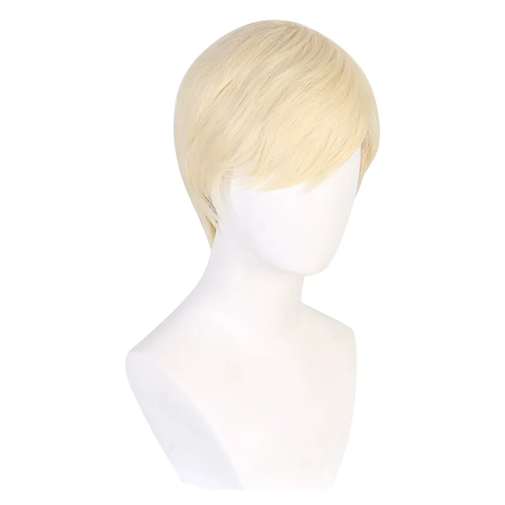 Peluca de Cosplay para hombres adultos, cabello sintético dorado, resistente al calor, accesorios para fiesta de Halloween