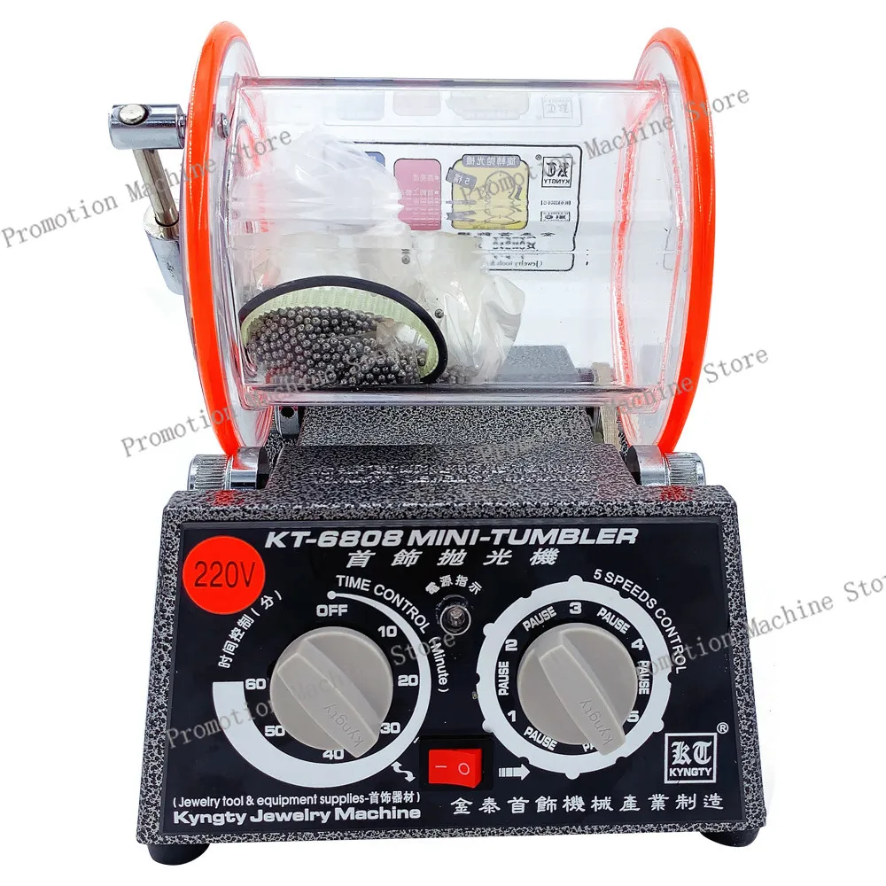 

220V kt6808 Rotary Tumbler + (FREE) 1 pound polishing Media Round Beads, Barrel Tumbler For Jewelry& Jewelry Polishing machine