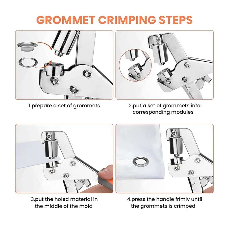 800 PCS Grommet Tool Kit Grommet Tool Kit Metal 3/8 Inch(10Mm) Handheld Grommet Tool,Tarp Grommet Kit Heavy Duty