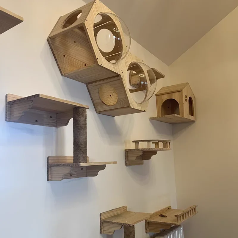 Árbol para gatos de pared con rascador sisal, puente y cama suave - imagen 3