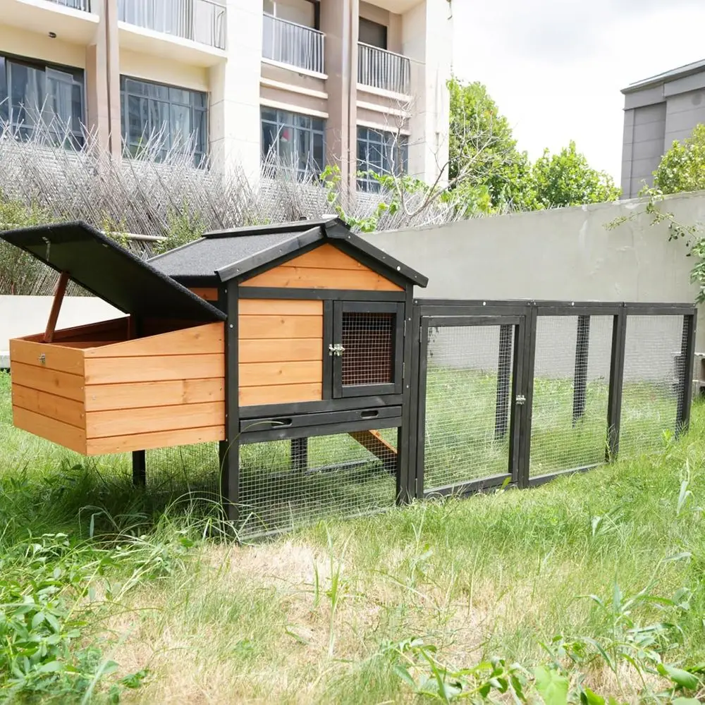 

Spacious Wooden Chicken Coop with Nest Box, Outdoor Hen House for Chickens, Rabbits, or Ducks, Waterproof, Easy Clean, Secure Lo