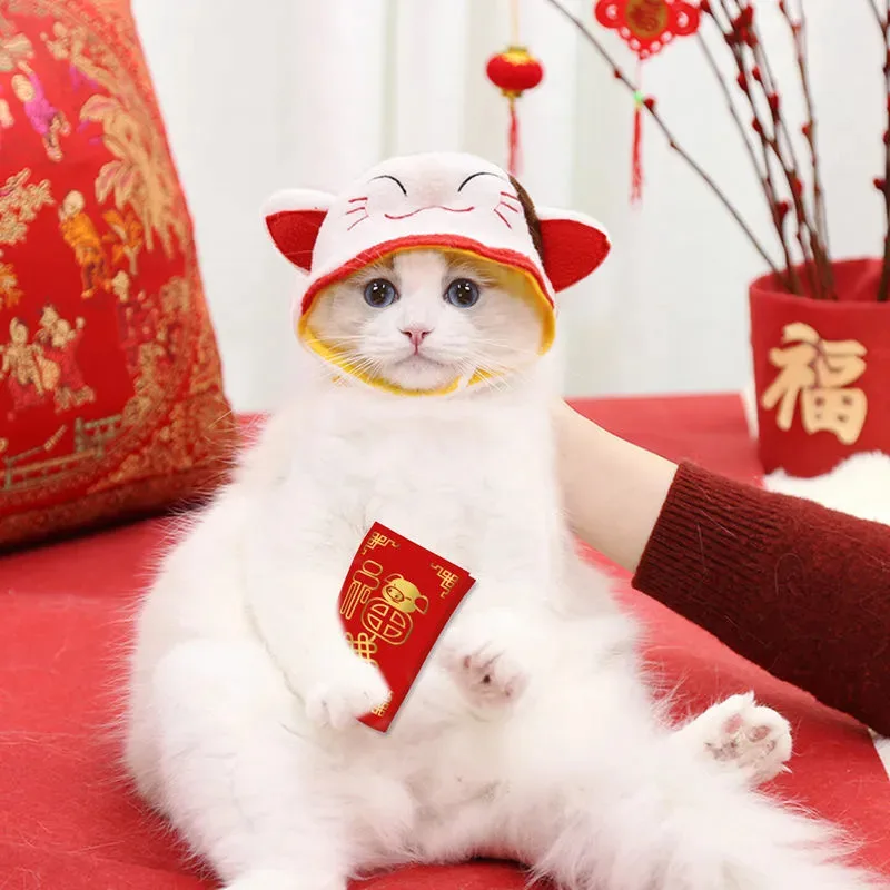 New Funny Pet Dog Cat Cap Costume Warm Rabbit Hat Chinese New Year Party Christmas Cosplay Accessories Photo Props Headwear
